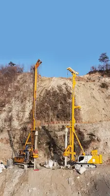 Bauer BG 38 and BG 42 drilling rigs during drilling work for an infrastructure project in Shiyan, China